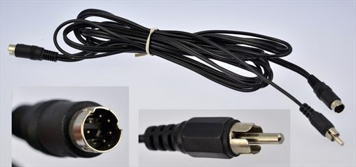 Mini-DIN 6-Pin male - RCA male and Mini-DIN male black