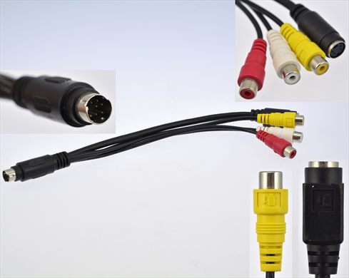Mini-DIN 9-Pin male to RCA female and mini-DIN 4-Pin cable adapter
