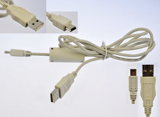 USB 2.0 Type-A to Mini-B 5-pin cable beige