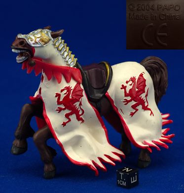 Masked King Knight Dragon Horse Red White (Papo 2004)