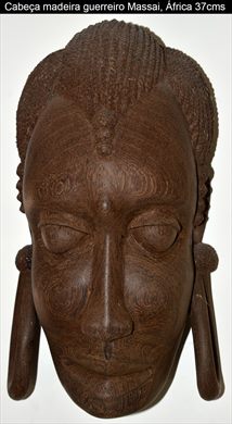 Cabeca de madeira de guerreiro Massai Africa