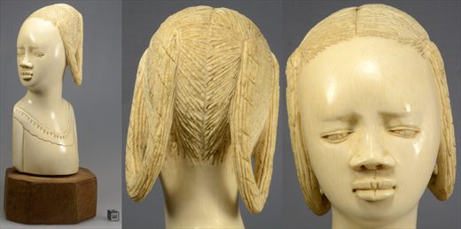 Busto de mulher em marfim (Mocanbique)