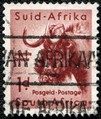 Africa do Sul - 1961 - Gnu-de-cauda-branca - 1C (Bilingue)