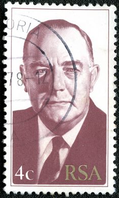 Africa do Sul - 1968 - rand sul africano - 4 cent - Retrato de John Vorster