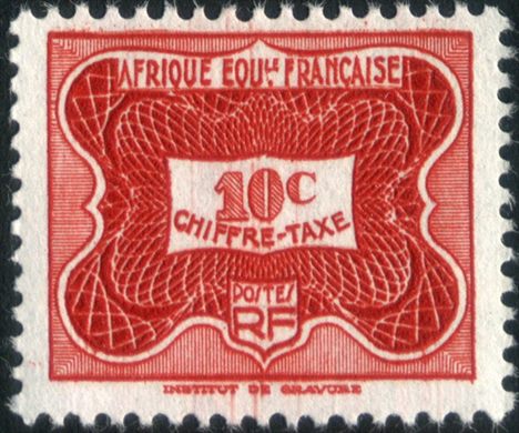 Africa Equatorial Francesa (Colonia) - 1937 - Selo de Taxa Chiffre-Taxe - 10C