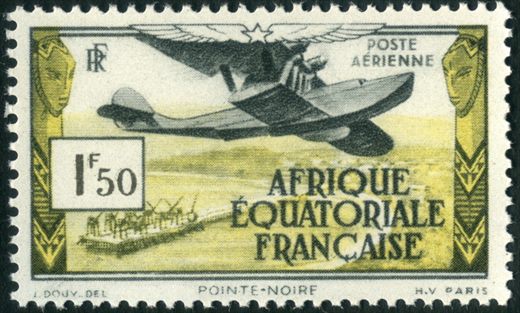 Africa Equatorial Francesa (Colonia) - 1940 - Pointe-Noire - Correio Aereo - 1.5F