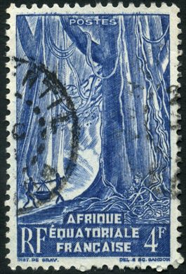 Africa Equatorial Francesa (Colonia) - 1947 - Floresta Tropical com Lianas - 4F