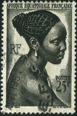 Africa Equatorial Francesa (Colonia) - 1947 - Mulher Bakongo - 25F