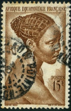 Africa Equatorial Francesa (Colonia) - 1947 - Mulher Bakongo - 15F