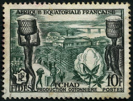 Africa Equatorial Francesa (Colonia) - 1956 - FIDES Producao Cotonneira Chade - 10F