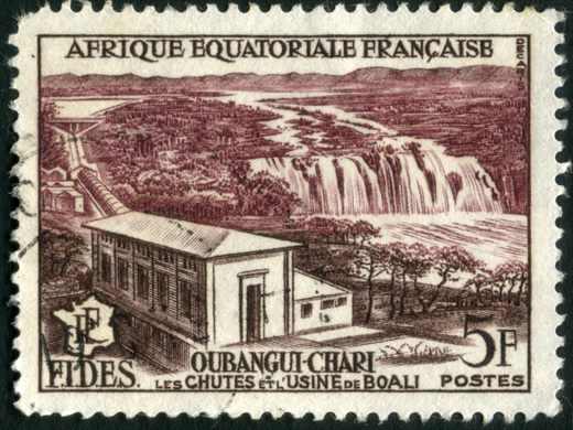 Africa Equatorial Francesa (Colonia) - 1956 - FIDES Quedas e Usina de Boali Oubangui Chari - 5F