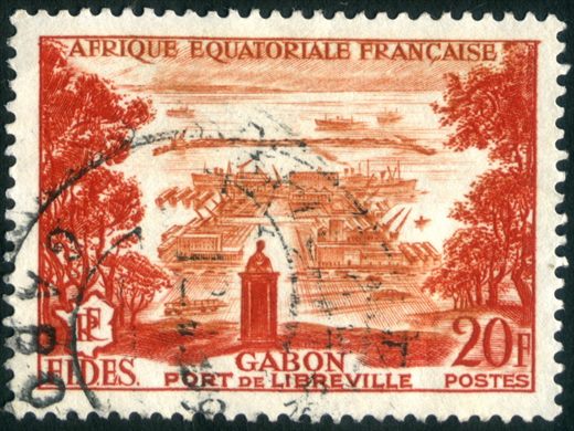 Africa Equatorial Francesa (Colonia) - 1956 - FIDES Porto de Libreville Gabao - 20F