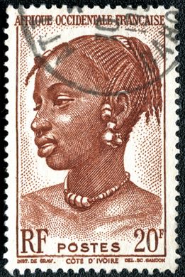 Africa Ocidental Francesa (Colonia) - 1947 - Mulher da Costa do Marfim - 20F