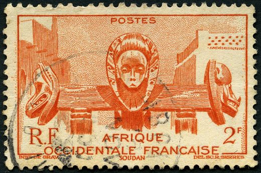 Africa Ocidental Francesa (Colonia) - 1947 - Escultura Soudan - 2F