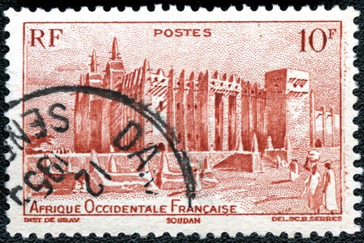 Africa Ocidental Francesa (Colonia) - 1947 - Mesquita de Djenne Soudan - 10F