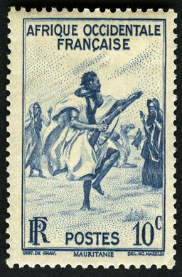 Africa Ocidental Francesa (Colonia) - 1947 - Danca da Espingarda Mauritania - 10C