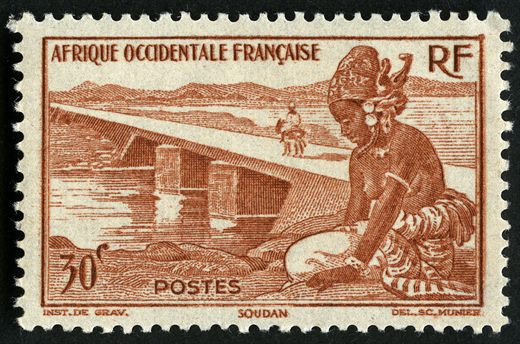 Africa Ocidental Francesa (Colonia) - 1947 - Mulher e Ponte Soudan - 30C