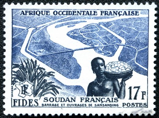 Africa Ocidental Francesa (Colonia) - 1956 - FIDES Barragem de Sansanding Soudan Frances - 17F
