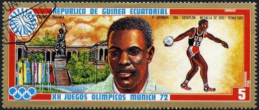 Guine Equatorial - 1972 - Jogos Olimpicos Munich Decatlo Johnson - 5Ptas