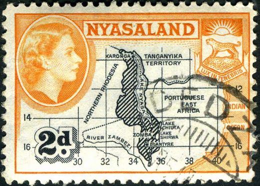 Niassalandia (Colonia Britanica) - 1953 - Isabel II Mapa Niassalandia - 2D