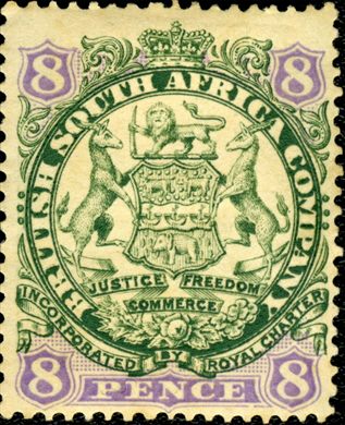 Rodesia (BSAC) - 1896 - Armas - 8D