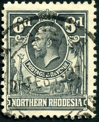 Rodesia do Norte (Protetorado Britanico) - 1925 - Rei Jorge V e Animais - 6D