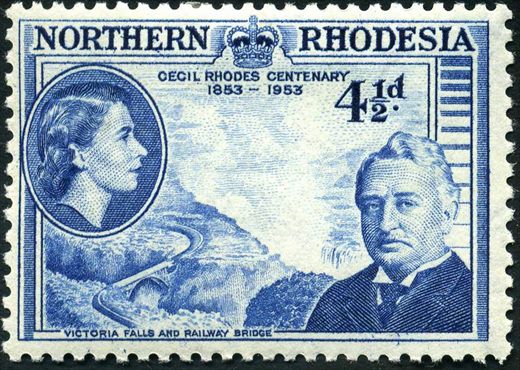 Rodesia do Norte (Protetorado Britanico) - 1953 - Centenario Cecil Rhodes - 4.5D