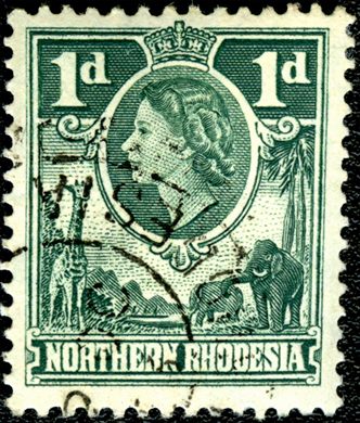 Rodesia do Norte (Protetorado Britanico) - 1953 - Rainha Isabel II e Animais - 1D
