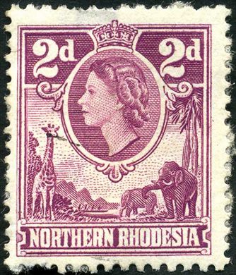 Rodesia do Norte (Protetorado Britanico) - 1953 - Rainha Isabel II e Animais - 2D