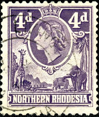 Rodesia do Norte (Protetorado Britanico) - 1953 - Rainha Isabel II e Animais - 4D