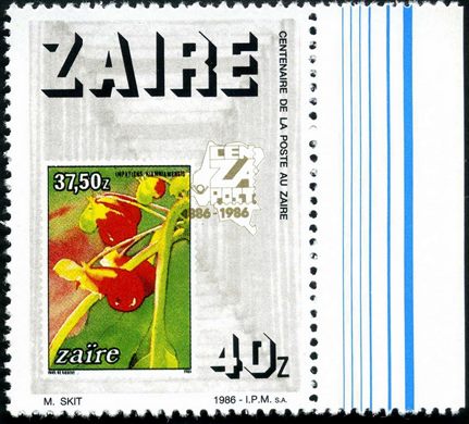 Zaire - 1986 - Centenario Correios - 40Z