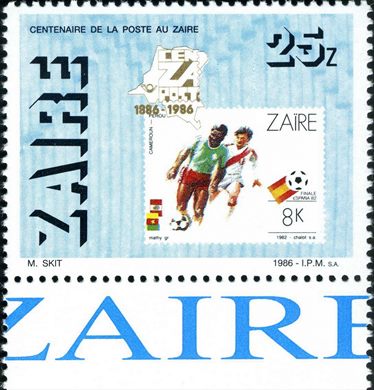 Zaire - 1986 - Centenario Correios - 25Z