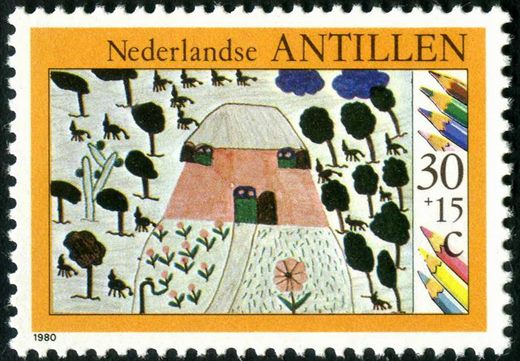 Antilhas Holandesas - 1980 - Bem-estar Infantil Desenhos de Criancas - 30plus15C