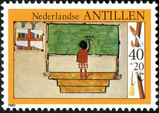 Antilhas Holandesas - 1980 - Bem-estar Infantil Desenhos de Criancas - 40plus20C