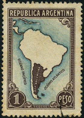 Argentina - 1946 - Mapa Argentina - 1Peso