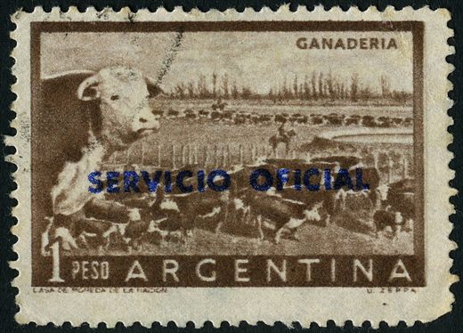 Argentina - 1954 - Proceres e Riquezas - 1Peso (Servicio Oficial)