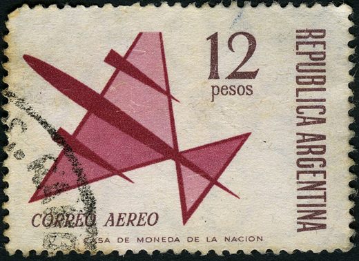Argentina - 1963 - Correio Aereo Aviao Estilizado - 12Pesos