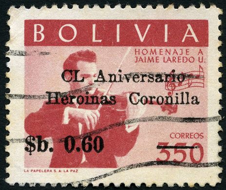 Bolivia - 1960 - Homenagem Jaime Laredo Sobrecarga Heroinas Coronilla - 0.60Sb