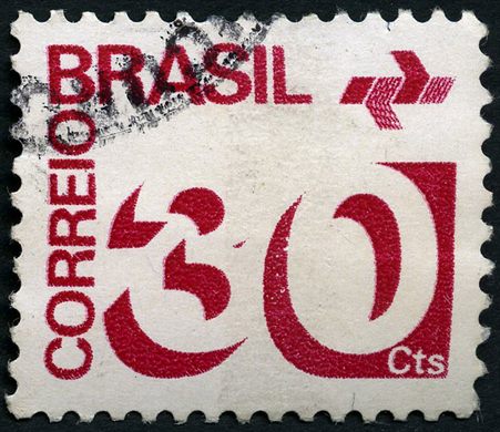 Brasil - 1972 - Numerais e Simbolo ECT - 30Cts