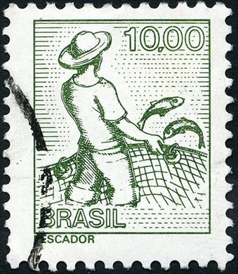 Brasil - 1976 - Profissoes - Pescador - Cr10.00
