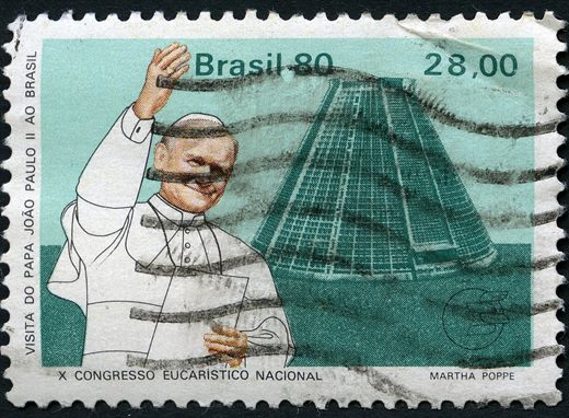 Brasil - 1980 - Visita Papa Joao Paulo II - 28Cr