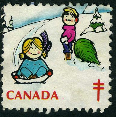 Canada - 1971 - Selo Tuberculose Natal Criancas no Inverno - Sem Valor
