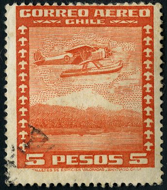 Chile - 1935 - Hidroaviao Especies Valoradas - 5Pesos