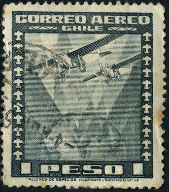 Chile - 1935 - Aviao Bimotor Especies Valoradas - 1Peso
