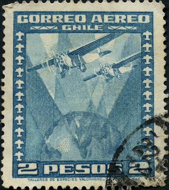 Chile - 1935 - Aviao Bimotor Especies Valoradas - 2Pesos