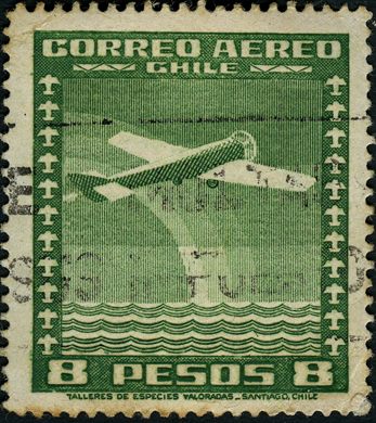 Chile - 1939 - Aviao Sobre Agua Especies Valoradas - 8Pesos
