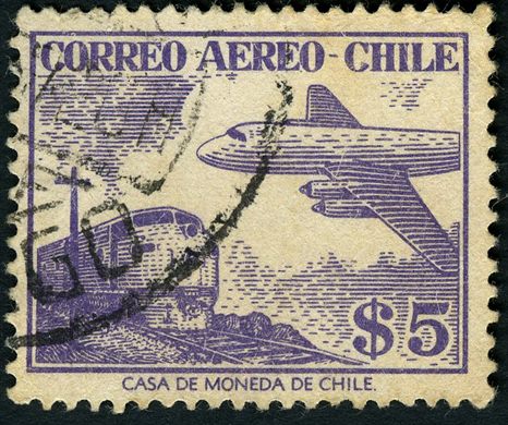 Chile - 1956 - Aviao Locomotiva - 5Pesos