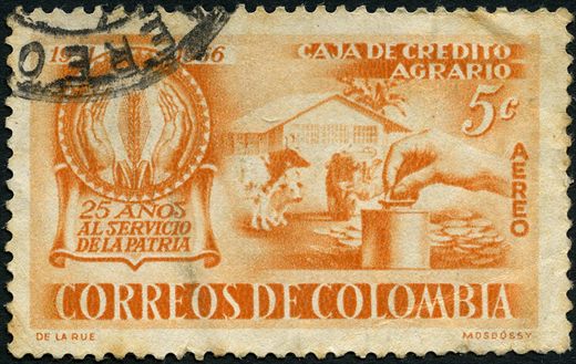 Colombia - 1956 - Caja de Credito Agrario 25 Anos Aereo - 5C