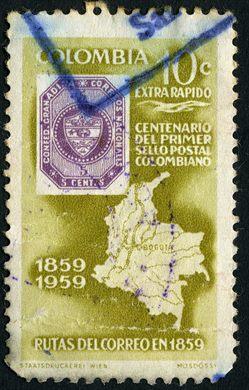 Colombia - 1959 - Centenario Primer Sello Postal - 10C