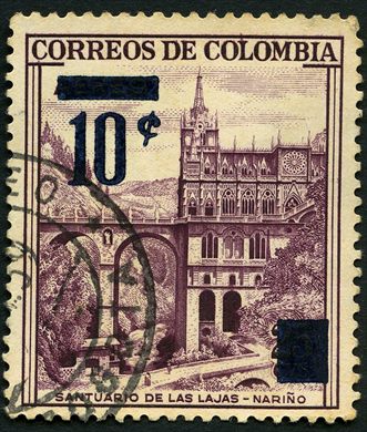 Colombia - 1959 - Santuario Las Lajas Narino Sobrecarga - 10C